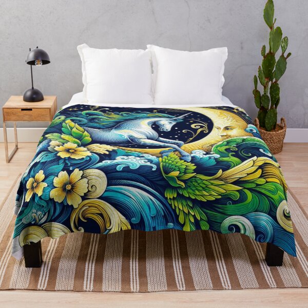 Item preview, Blue Green Yellow Art - unicorn designed and sold by MarElfArtelier.