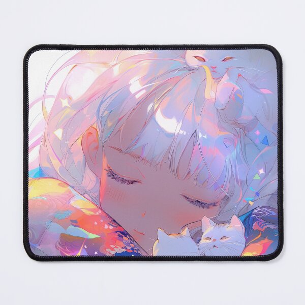Item preview, White Neko Peaceful Slumber Anime Girl designed and sold by bubblegoth.