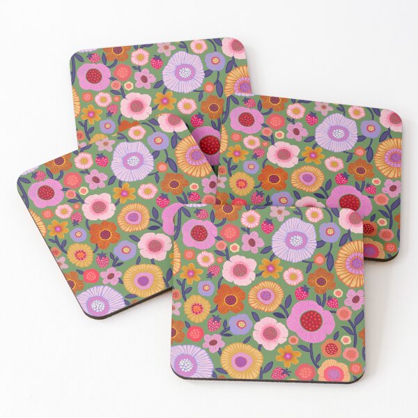 Item preview, Strawberry Floral on green designed and sold by Janet Broxon.
