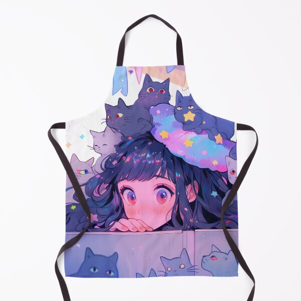Item preview, Curious Playful Cat Pile and Anime Girl designed and sold by bubblegoth.
