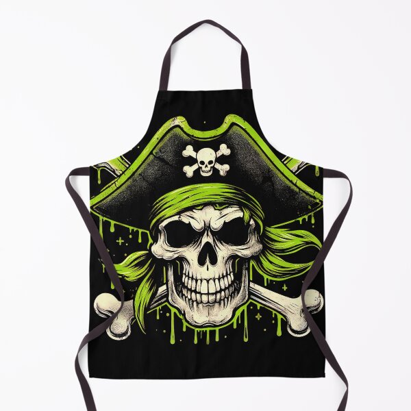 Artikelvorschau, Piratenschädel Calico Jack Jolly Roger Bones Grüne Grafik entworfen und verkauft von SpookshowDesign.