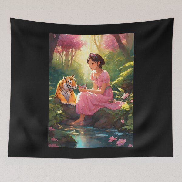 Item preview, Girl with Tiger in Forrest designed and sold by RaF71PrO.
