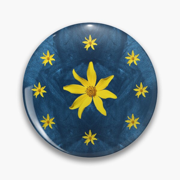 Item preview, Bright Yellow Flowers On A Teal Background Circle Design  designed and sold by TwistedP-Photos.