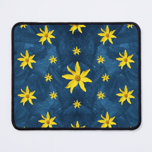 Item preview, Bright Yellow Flowers On A Teal Background Circle Design  designed and sold by TwistedP-Photos.