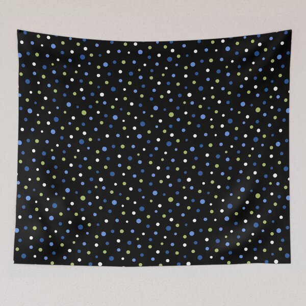 Item preview, Confetti  Polk Dot in Blue & Green on Black Whimsy Dot  designed and sold by LoreliDesigns.