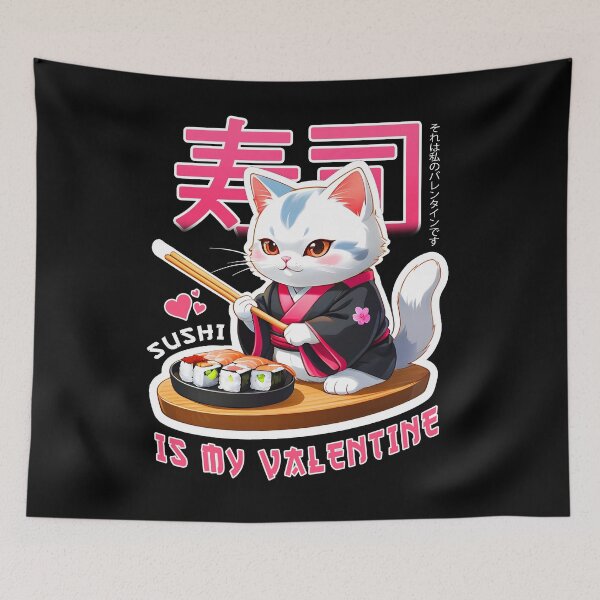 Item preview, Sushi Is My Valentine -  Great Sushi Cat Preparing Japanese Food  designed and sold by JUSTBEELEGANT.