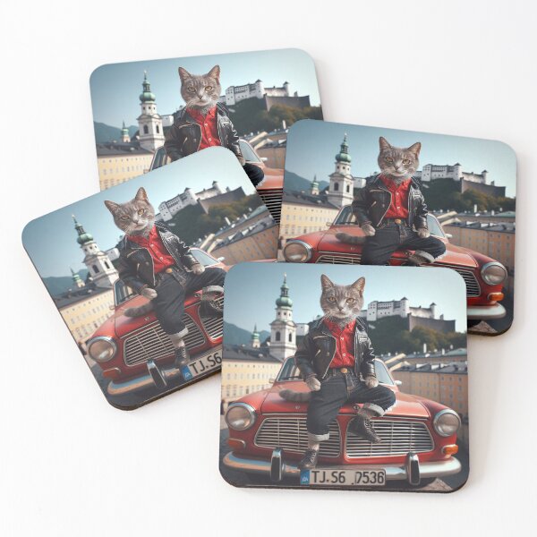 Item preview, Gato sentado sobre el capó de un coche designed and sold by Miksugou.