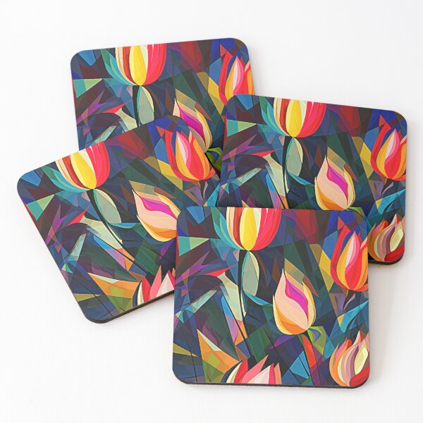 Item preview, Tulip Tile 06: Goblet of Springtime Sunshine in a Blooming Rainbow of Spiraling Blooms designed and sold by TheBrainArt.