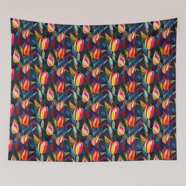 Item preview, Tulip Tile 06: Goblet of Springtime Sunshine in a Blooming Rainbow of Spiraling Blooms designed and sold by TheBrainArt.