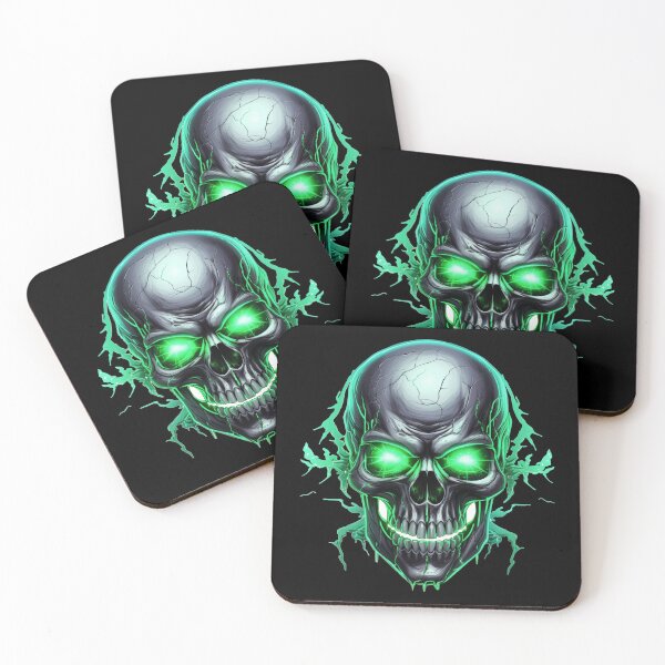 Item preview, Skull with green glowing eyes designed and sold by GoodThings66.