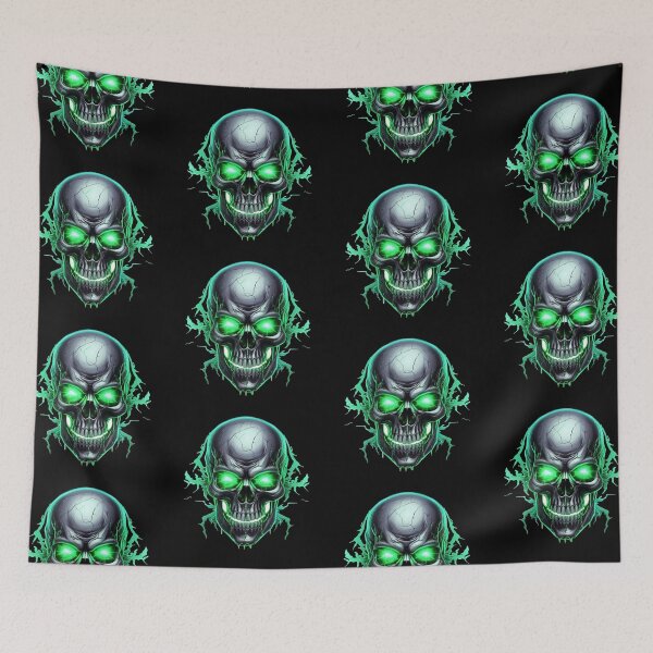 Item preview, Skull with green glowing eyes designed and sold by GoodThings66.