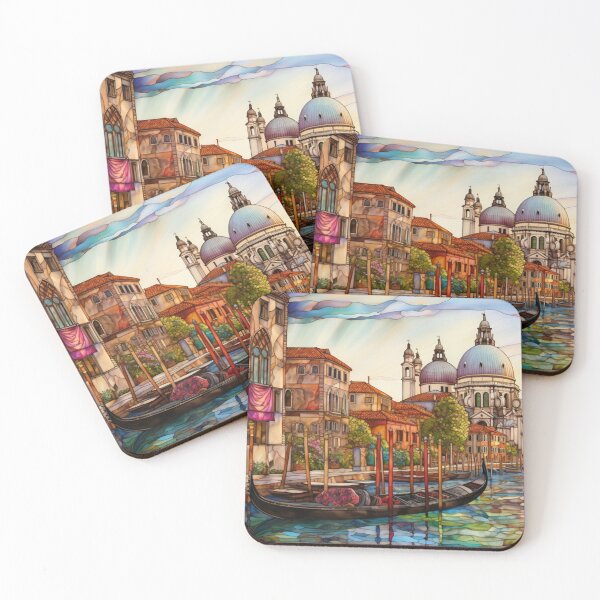 Item preview, Colorful Venice Italy Gondola, Duomo, Stained Glass Effect designed and sold by Linda Roisum.