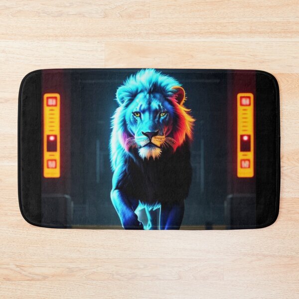 Item preview, Vibrant Neon Lion 2 - Electrifying Glow Art on Redbubble designed and sold by craftyblinders9.