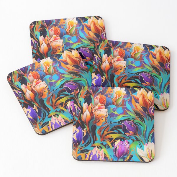 Item preview, Tulip Tile 07: Goblet of Springtime Sunshine in a Blooming Rainbow of Spiraling Blooms designed and sold by TheBrainArt.