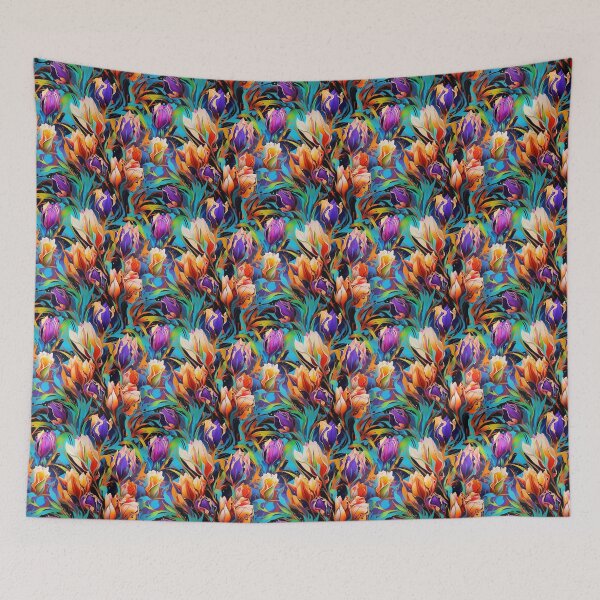 Item preview, Tulip Tile 07: Goblet of Springtime Sunshine in a Blooming Rainbow of Spiraling Blooms designed and sold by TheBrainArt.