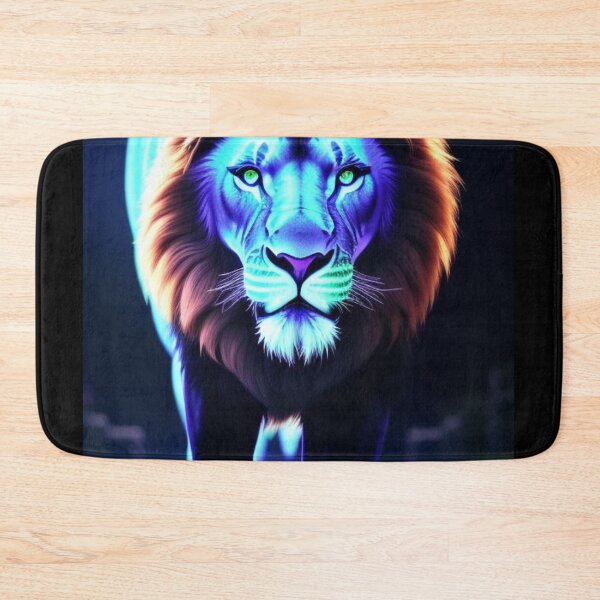 Item preview, Vibrant Neon Lion 3 - Electrifying Glow Art on Redbubble designed and sold by craftyblinders9.