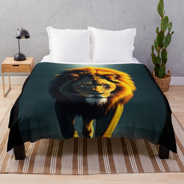 Item preview, Vibrant Neon Lion 4 - Electrifying Glow Art on Redbubble designed and sold by craftyblinders9.