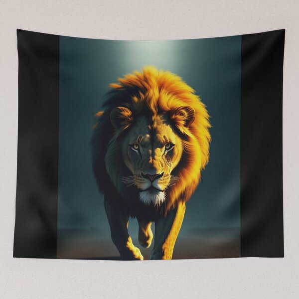 Item preview, Vibrant Neon Lion 4 - Electrifying Glow Art on Redbubble designed and sold by craftyblinders9.