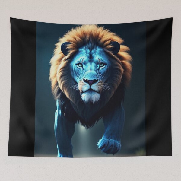 Item preview, Vibrant Neon Lion 5 - Electrifying Glow Art on Redbubble designed and sold by craftyblinders9.