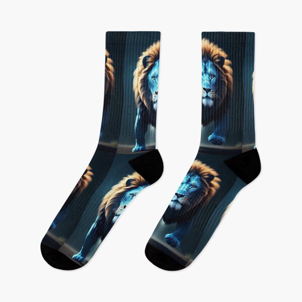 Item preview, Vibrant Neon Lion 5 - Electrifying Glow Art on Redbubble designed and sold by craftyblinders9.