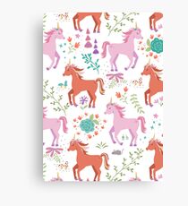 Pink & Coral Unicorn Pattern Canvas Print