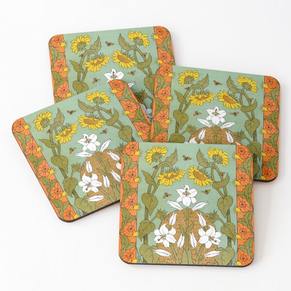 Item preview, Bees, Beehive & Flowers Design 1898 Suze Fokker designed and sold by RocketshipRetro.