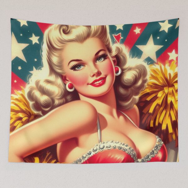 Item preview, Vintage Cheerleader Pin Up designed and sold by PulpVintage.