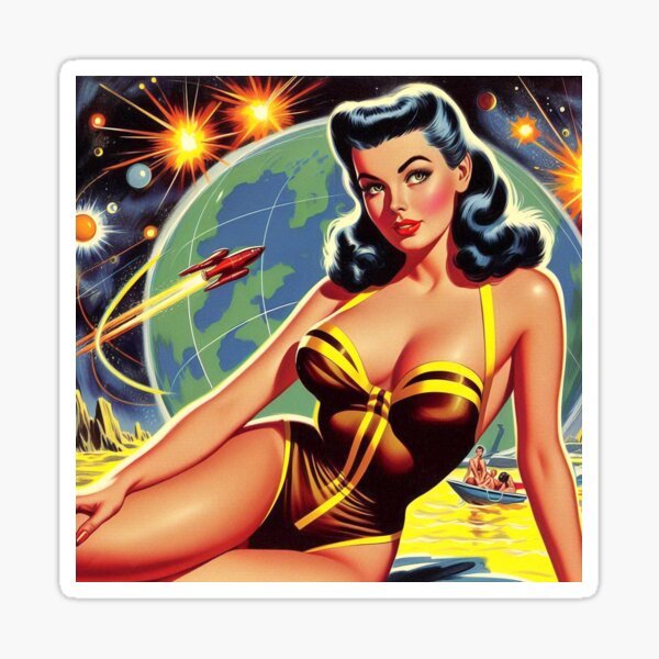 Item preview, Retro Space Pin up designed and sold by PulpVintage.