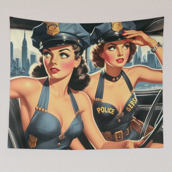 Item preview, Retro Police Girls designed and sold by PulpVintage.