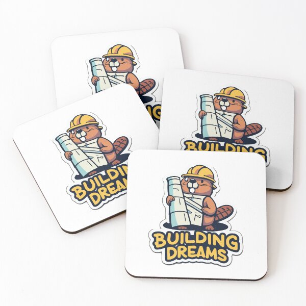Item preview, Cartoon Beaver Building Dreams - Minimalist Design designed and sold by NiftyWrx.