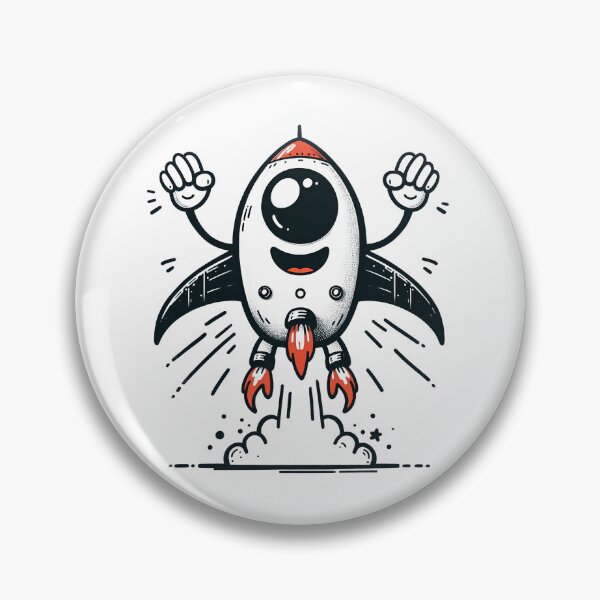 Item preview, The Thrill of Thrusters: A Cartoon Rocket's Cheerful Liftoff designed and sold by artwaves.
