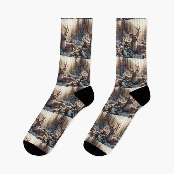 Item preview, A King's Rest | Beautiful Majestic Buck, Winter Evergreens designed and sold by InkFlugel.