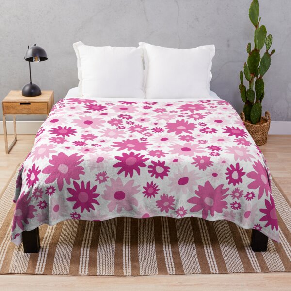 Item preview, RETRO GROOVY AND FUN FLOWERS WHITE AND PINK designed and sold by blomastudios.