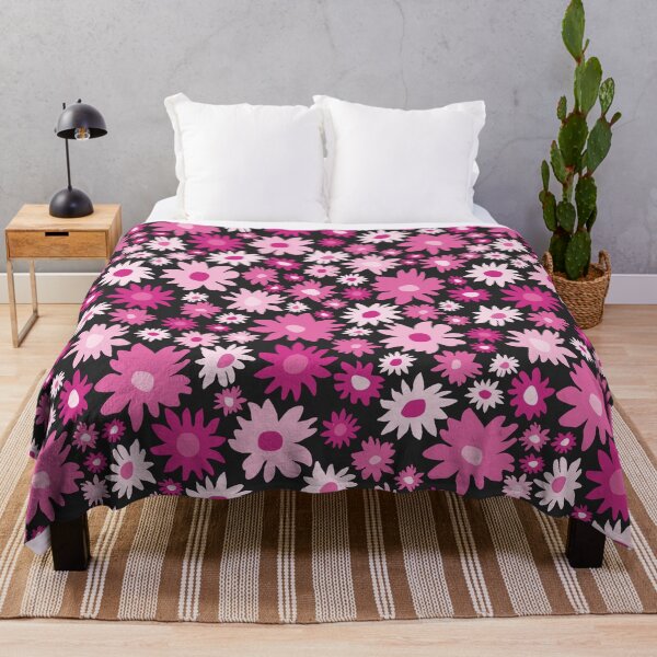 Item preview, RETRO GROOVY AND FUN FLOWERS BLACK AND PINK designed and sold by blomastudios.