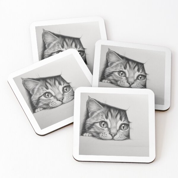 Item preview, Cute Peeking Cat | Pencil Sketch designed and sold by CharmStudio.