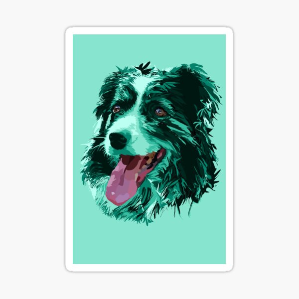 Border Collie verde nero animali cani pop art Sticker