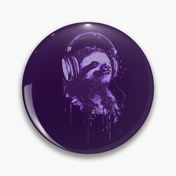 Item preview, Chill Vibes Only - Sloth with Headphones Illustration (Purple) designed and sold by Sir Meow Meow.
