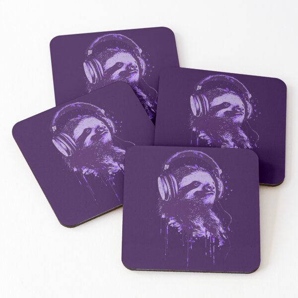 Item preview, Chill Vibes Only - Sloth with Headphones Illustration (Purple) designed and sold by Sir Meow Meow.