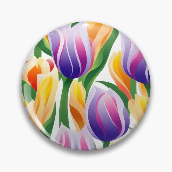 Item preview, Tulip Tile 12: Goblet of Springtime Sunshine in a Blooming Rainbow of Spiraling Blooms designed and sold by TheBrainArt.