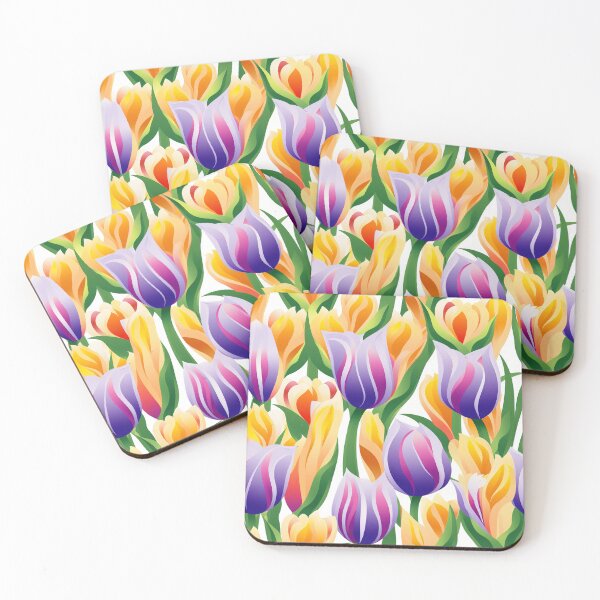 Item preview, Tulip Tile 12: Goblet of Springtime Sunshine in a Blooming Rainbow of Spiraling Blooms designed and sold by TheBrainArt.