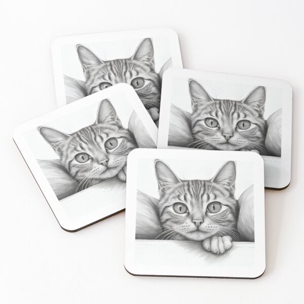 Item preview, Cute Peeking Cat | Pencil Sketch designed and sold by CharmStudio.