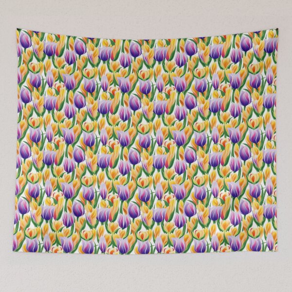 Item preview, Tulip Tile 12: Goblet of Springtime Sunshine in a Blooming Rainbow of Spiraling Blooms designed and sold by TheBrainArt.