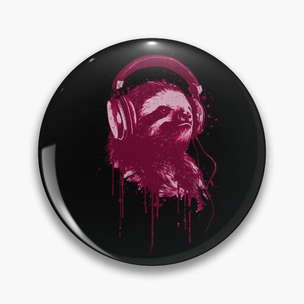 Item preview, Chill Vibes Only - Sloth with Headphones Illustration (Red) designed and sold by Sir Meow Meow.