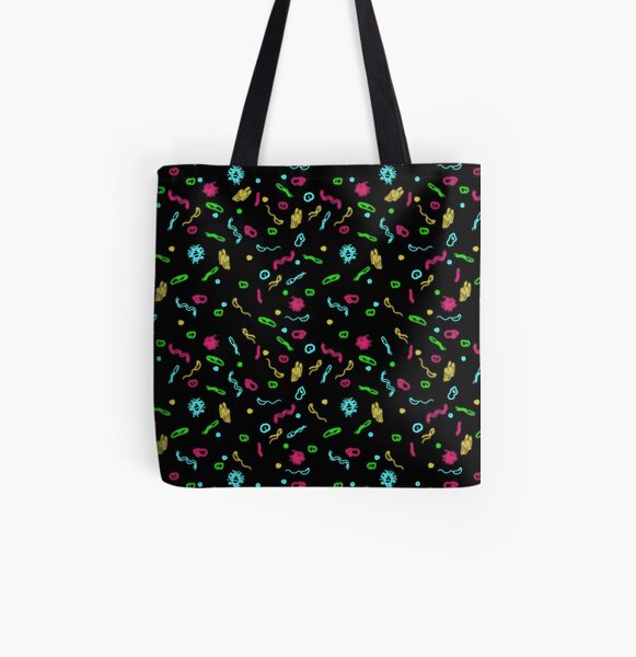 Fluorescent Microbes All Over Print Tote Bag