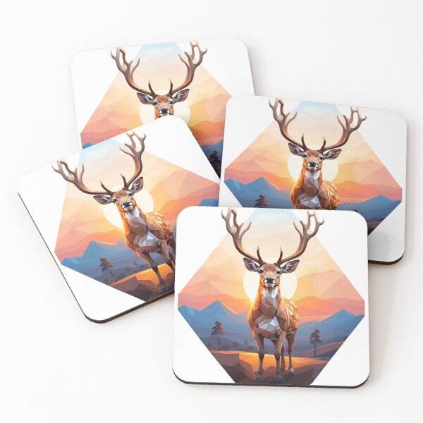 Item preview, Polygon Fallow Deer Art - Californian Sunset designed and sold by PolygonPinnacle.