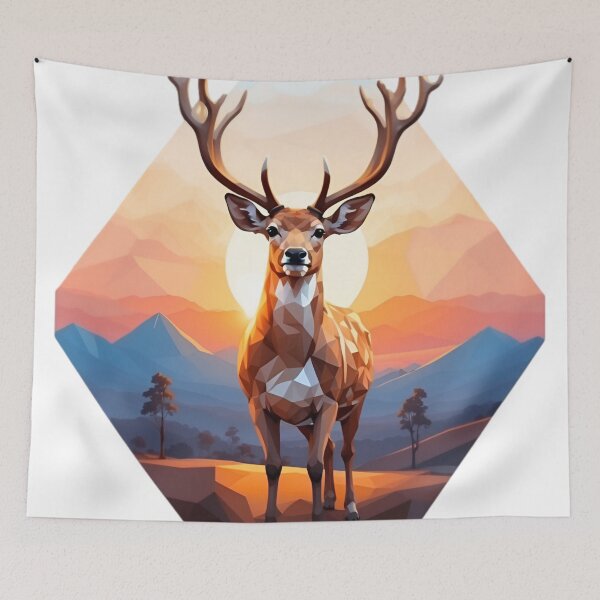 Item preview, Polygon Fallow Deer Art - Californian Sunset designed and sold by PolygonPinnacle.