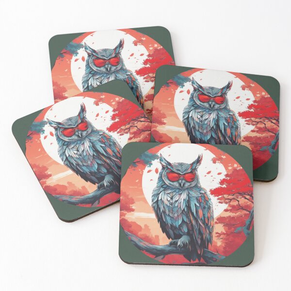 Item preview, Anime owl in rising sun eagle owl bird designed and sold by KarakitAI.