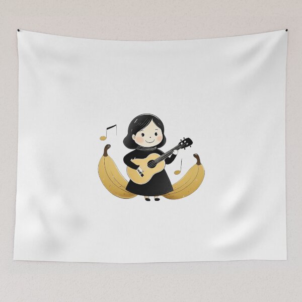 Item preview, The girl playing the guitar sitting on the banana bench designed and sold by omerfdln34.