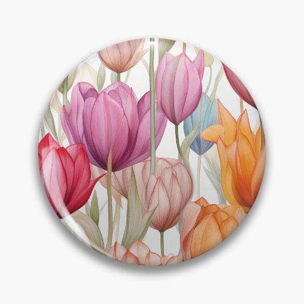 Item preview, Tulip Tile 16: Goblet of Springtime Sunshine in a Blooming Rainbow of Spiraling Blooms designed and sold by TheBrainArt.