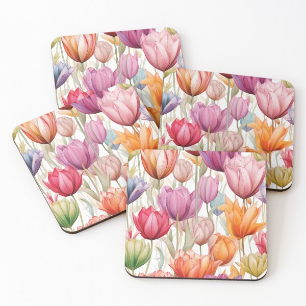 Item preview, Tulip Tile 16: Goblet of Springtime Sunshine in a Blooming Rainbow of Spiraling Blooms designed and sold by TheBrainArt.